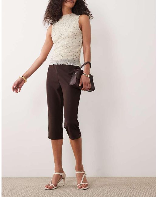 ASOS Brown Capri Pants With Side Split