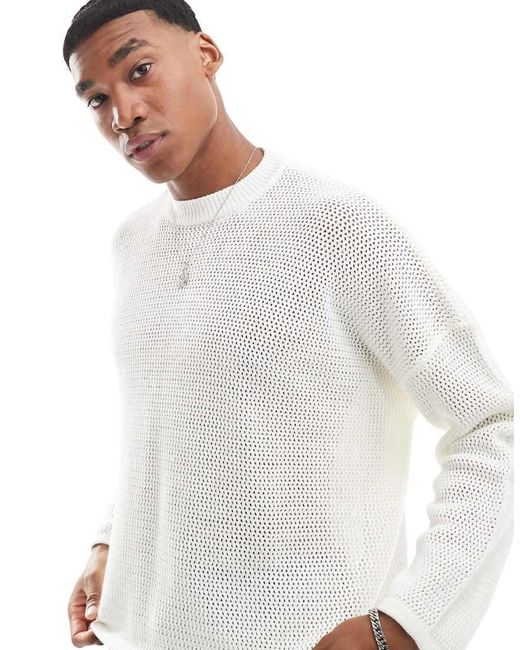 ASOS Oversized Cropped Knitted Jumper With Back Graphic in White for Men Lyst UK