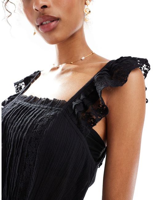Miss Selfridge Black Beach Premium Cheesecloth Playsuit