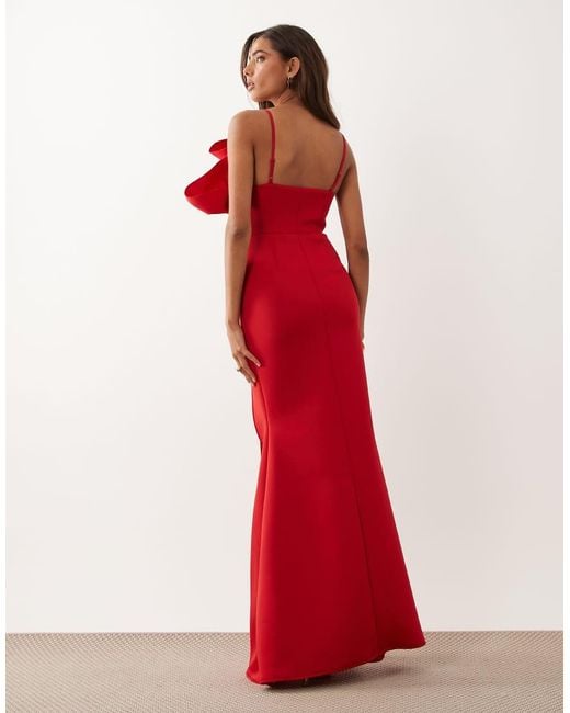 ASOS Red Structu Neck Detail Maxi Dress