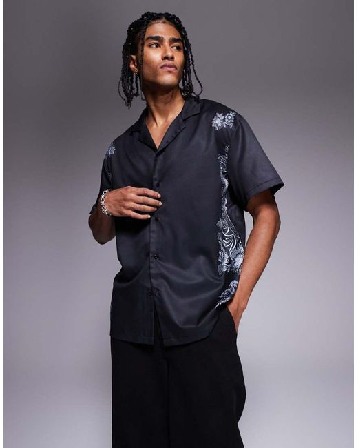 Liquor N Poker Blue Royal Emblem Back Print Relaxed Shirt for men