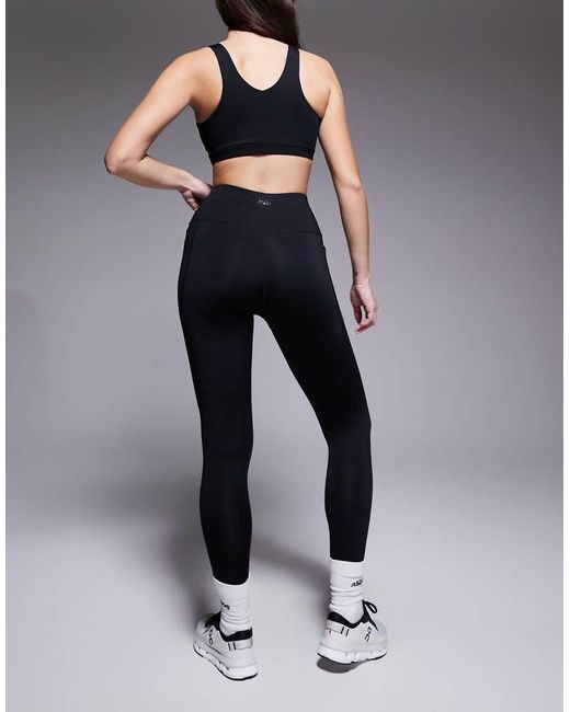 4505 Blue Hourglass Icon Active Tie Waist Run legging With Phone Pocket