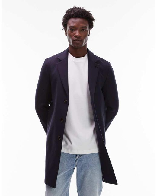 Tommy Hilfiger Blue Mid Length Wool Peacoat for men