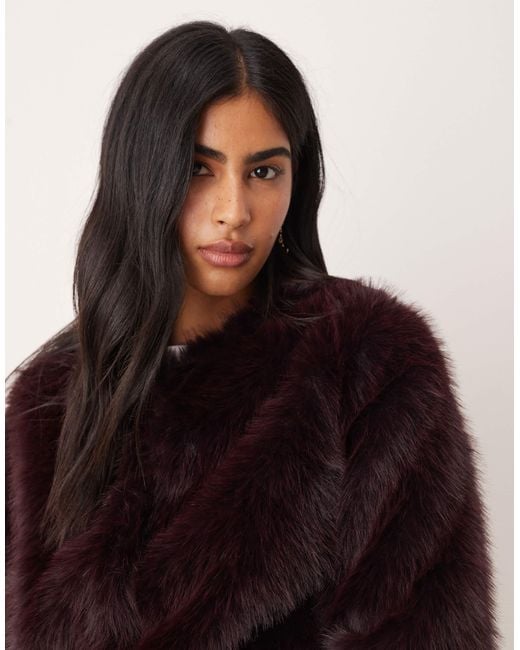 Threadbare Brown Faux Fur Collarless Jacket