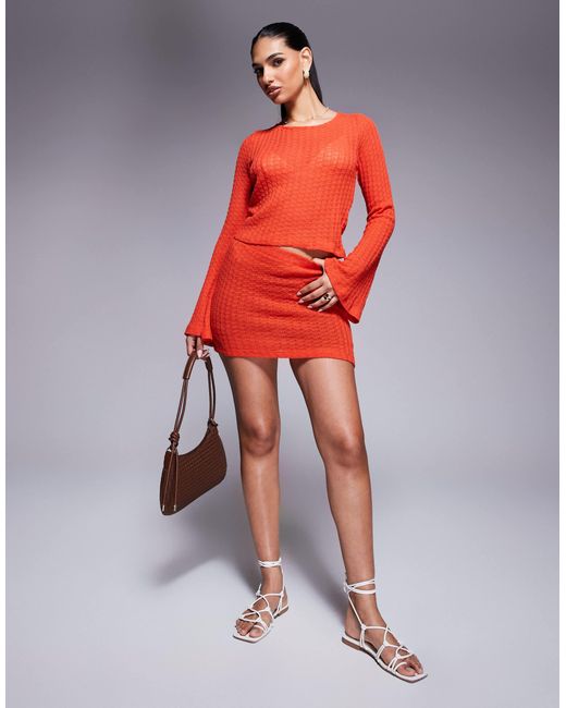 Top d'ensemble en maille à manches longues et liens dans le dos ASOS en coloris Red