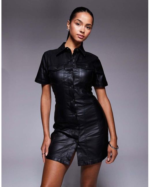 ASOS Blue Short Sleeve Denim Shirt Dress