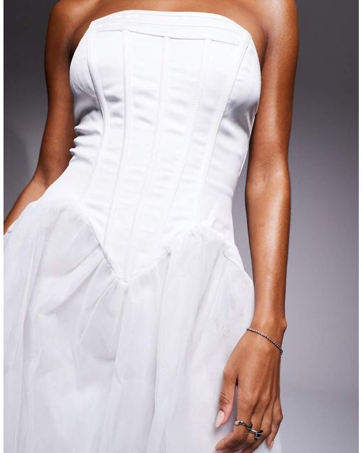 True Decadence Gray Bandeau Corset Maxi Dress