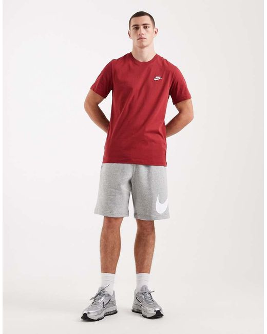 Nike Red Club Fleece Shorts With Large Logo for men