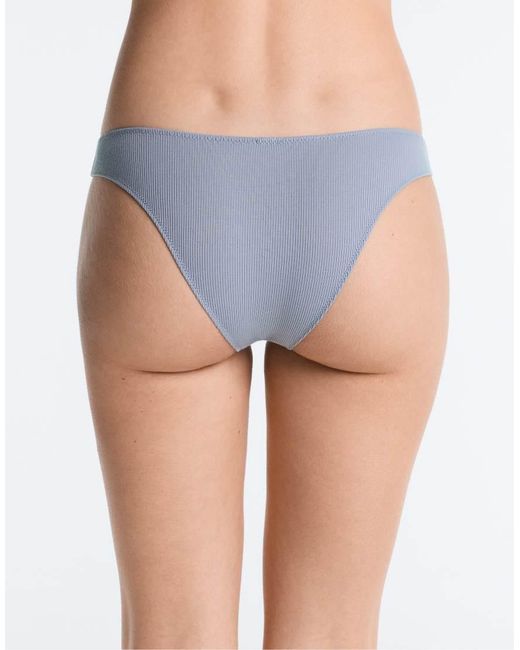 Oysho Blue 5 Cotton Rib U-Cut Brazilian Briefs
