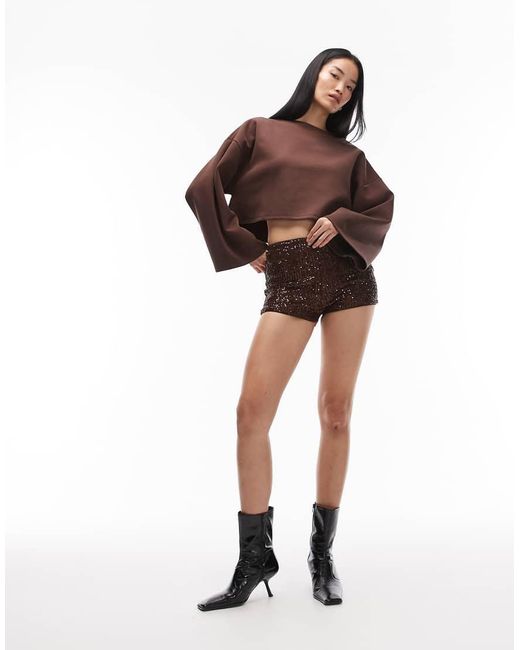 ASOS Mini-Short Met Lovertjes in het Brown