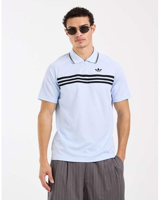 Adidas Originals White Chest Stripes Slim Polo for men