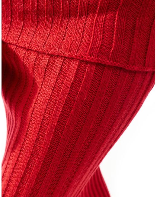 Falda Larga Roja Con Detalle Plegado De Punto De Canalé De (Parte De Un Conjunto) SNDY'S de color Red
