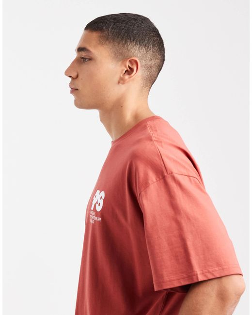 Parlez Red Oversized Graphic Logo T-shirt With Back Print for men