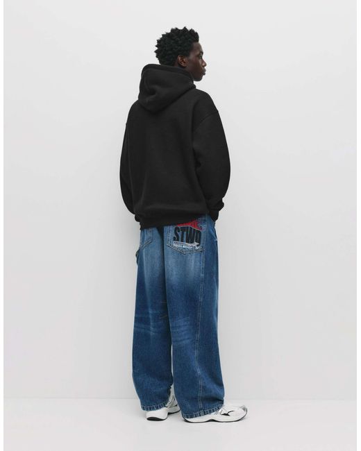 Pull&Bear – einfacher kapuzenpullover in Blue für Herren