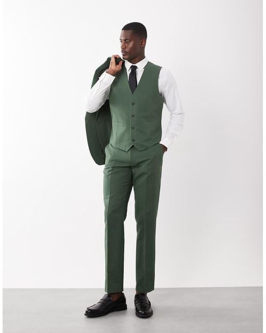 ASOS Green Slim Suit Waistcoat for men