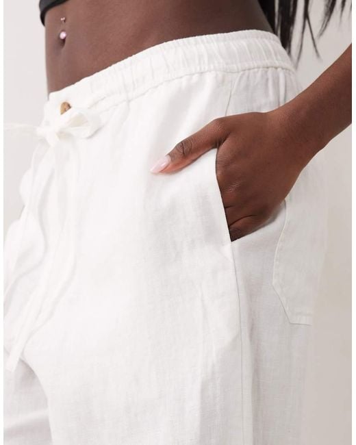 Polo Ralph Lauren White Linen Wide Leg Pants