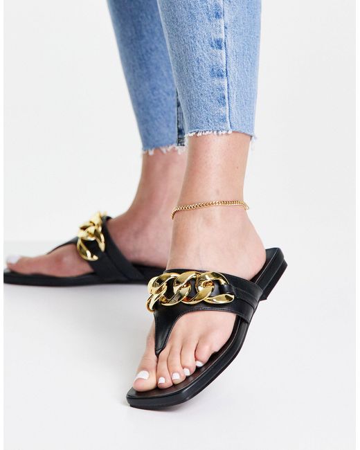 TOPSHOP Promise Chain Sandal in Black | Lyst Canada