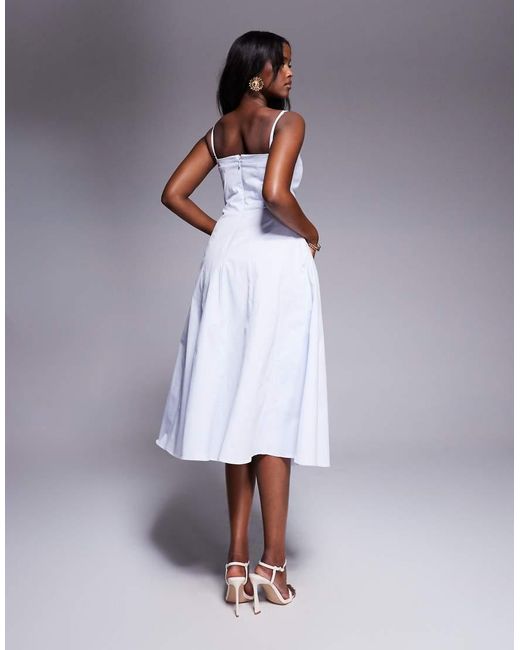 House Of Cb Purple Dolly Stretch Cotton A-Line Midi Sundress