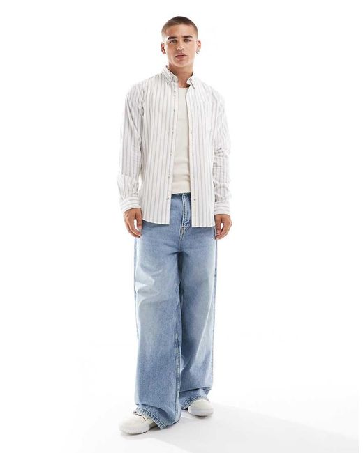 Camisa A Rayas Beis De -Beis Neutro Jack & Jones de hombre de color White