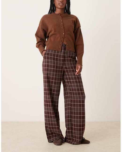 ASOS Brown Tailored Relaxed Straight Leg Trousers
