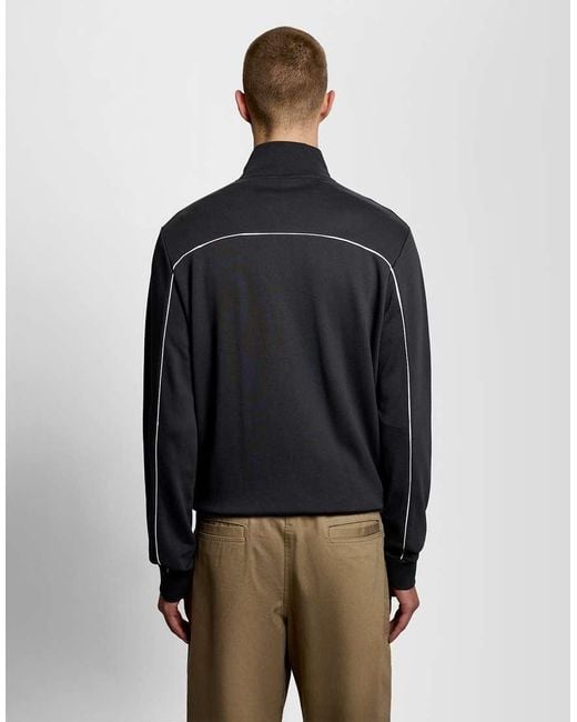 Lyle & Scott Black Mid Layers Piped Full Zip Track Top for men