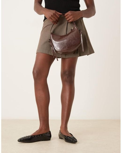 ASOS Brown Lachlan Eyelet Detail Chisel Toe Ballets