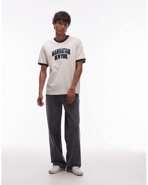 Tommy Hilfiger Manhattan T-Shirt Met Gekleurd Randje in het White