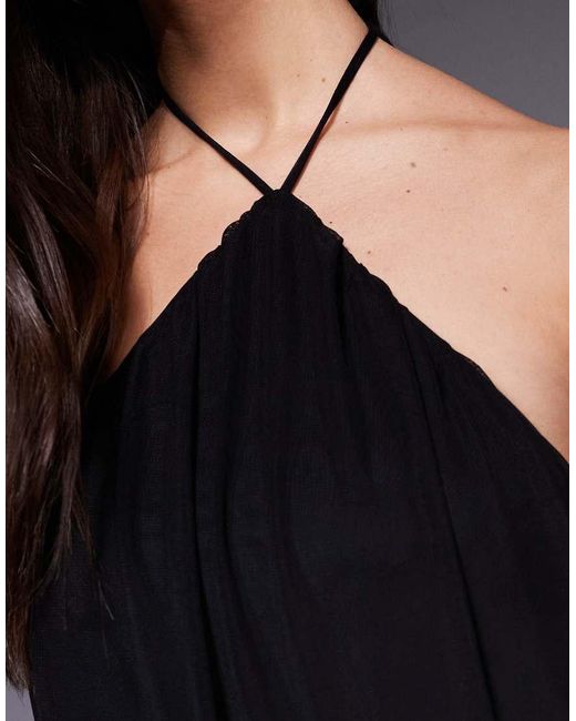 Fashionkilla Babydoll Mini-Jurk Met Mesh Bovenlaag, Halternek En Stroken in het Blue