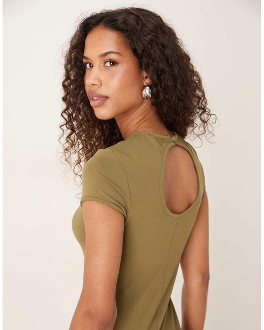ASOS Natural Cap Sleeve Seam Detail Maxi Dress