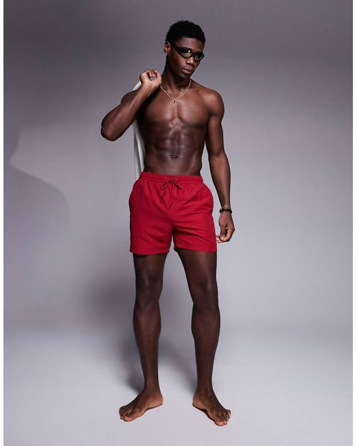 South Beach Red Plain Swim Short for men