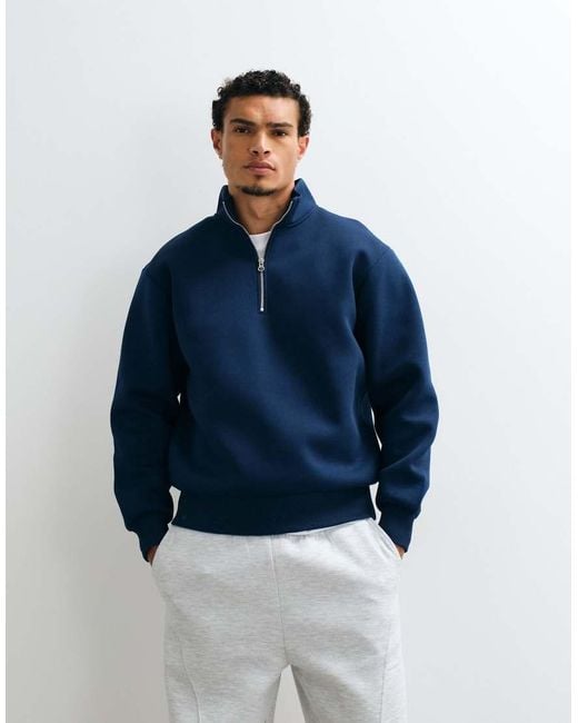 ASOS White Oversized Quarter Zip Sweatshirt for men
