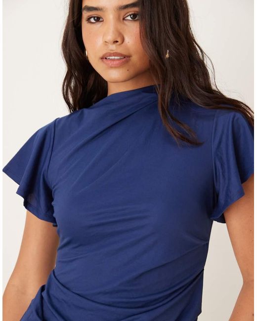 Vestito Lungo Con Maniche A Pipistrello Drappeggiate di ASOS in Blue