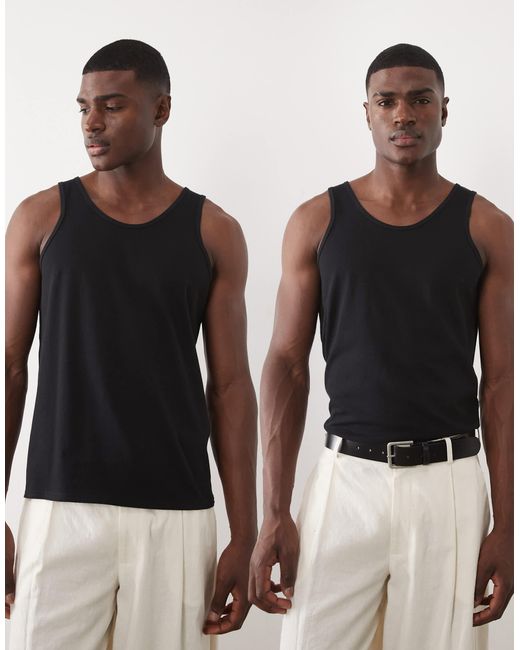 ASOS – 2er-pack basic-trägertops in Black für Herren