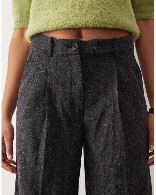 JDY Tall Green High Waist Wide Leg Textured Tailored Pants