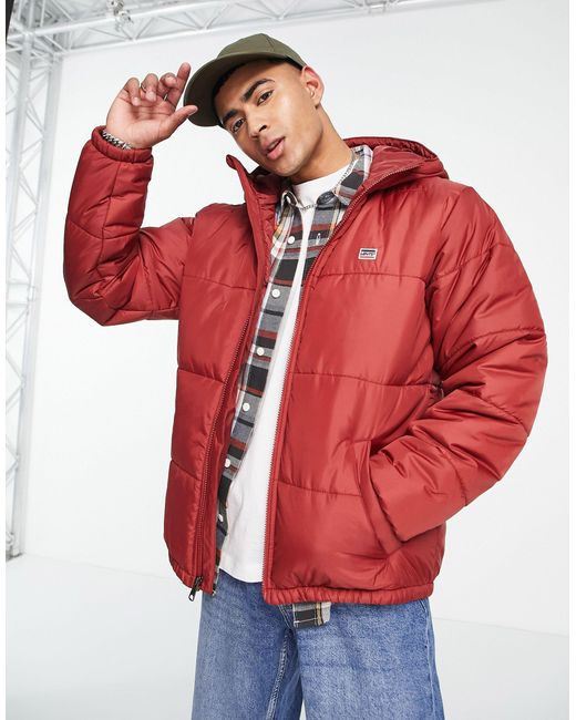 Levi's Telegraph Hooded Puffer Jacket in Red for Men | Lyst UK