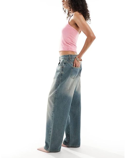 Daisy Street Blue Roomy Low Rise Jeans