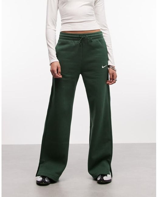 Nike White Phoenix Fleece High Waisted Wide Leg Joggers