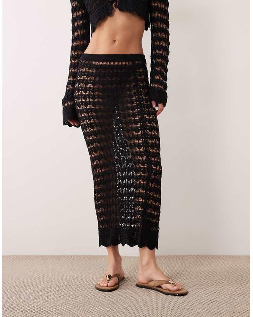 Miss Selfridge Natural Crochet Maxi Skirt Co-ord
