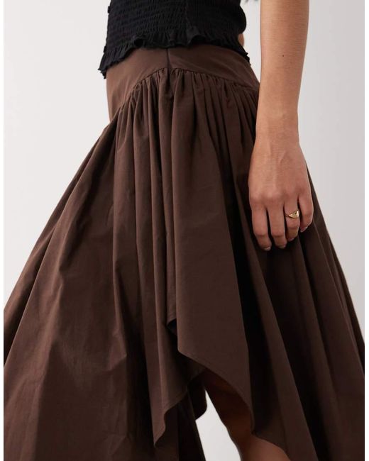 ASOS Brown Volume Waterfall Midi Skirt
