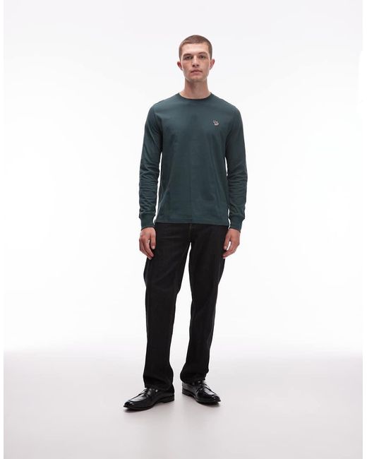 Paul Smith Blue Paul Smith Long Sleeve Regualar Fit Zebra Logo T-Shirt for men