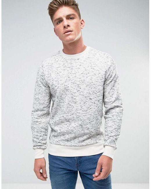 Lyst - Threadbare Space Dye Quilted Crew Neck Sweat in Gray for Men