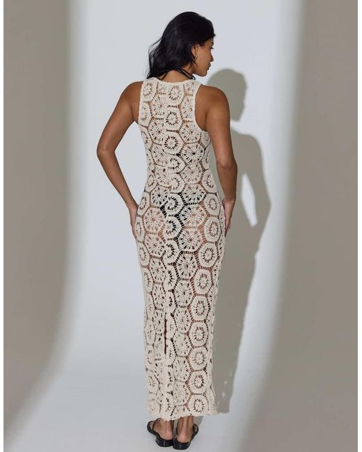 South Beach White Crochet Tie Front Maxi Dress