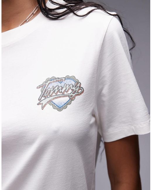 Tommy Hilfiger Gray Heart Backprint T-Shirt
