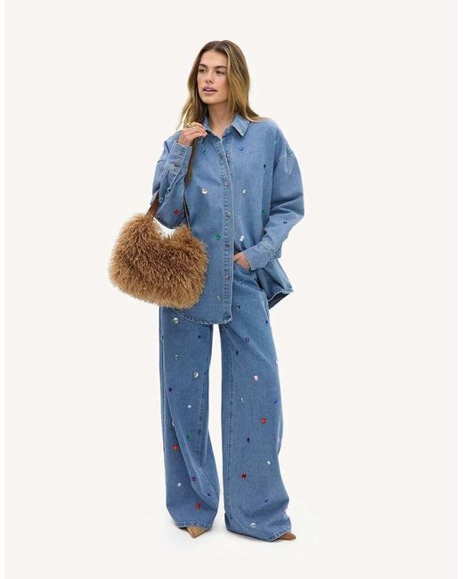 Loavies Blue Love's Reflection Jeans With Colored Rhinestones