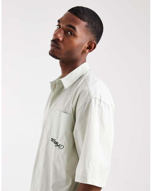 ASOS White Relaxed Shirt With Chest Embroidery for men