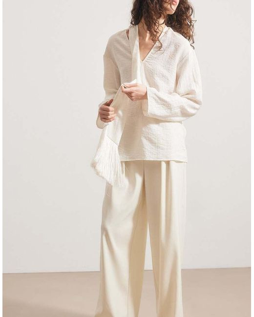 NA-KD Natural Wide High Waist Suit Trouser