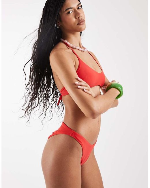 Reclaimed Vintage Red Cheeky Hipster Bikini Bottoms