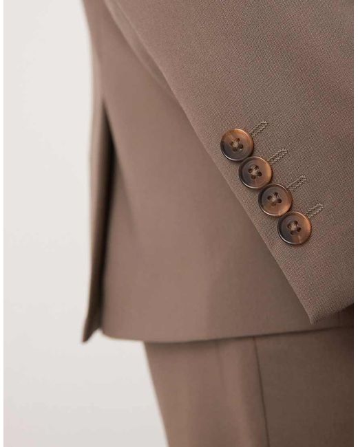 ASOS Smal Double Breasted Colbert in het Brown voor heren