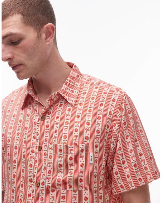 Parlez – bloom – besticktes hemd in Pink für Herren