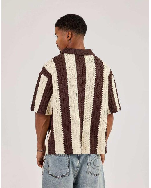 CERNUCCI Brown Knitted Striped Football Top for men